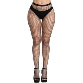 Fishnet Stockings For Women With Stretch Waistband,Fishnets With Reinforced Toes, Fishnet Tights With High Elastic