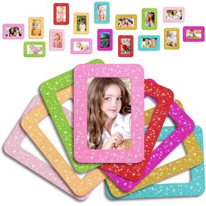 16 Packs Magnetic Picture Frames for Refrigerator, Shiny 5x7 Inch Magnetic Photo Frames Magnetic Photo Sleeves Note Schedule 4x6 Photo Holder for Home Office School Locker Accessories, 8 Colors