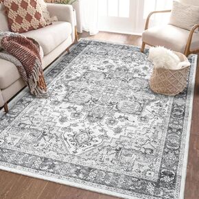 GAOMON 10x13 Area Rug for Living Room, 10x13 Machine Washable Vintage Rug Carpet for Bedroom Dinning Room, Distressed Non Slip Indoor Area Rug, Grey