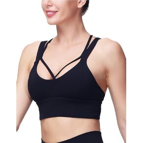 حمالات صدر رياضية من MotoRun Strappy Bralette للنساء، حمالة صدر جذابة مبطنة من الأمام in Kuwait