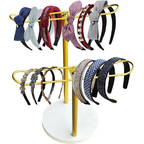 Headband Holder,Headband Organizer,Hair Hoop Display Stand,Metal 2-Tier Hair Hoop Holder,Claw Clip Organizer,Bracelets Bangles Organizer for Women