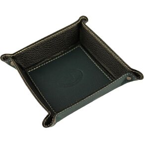 K01 - Decorative pocket empty tray made of genuine leather 16x16x4 cm (Camel)