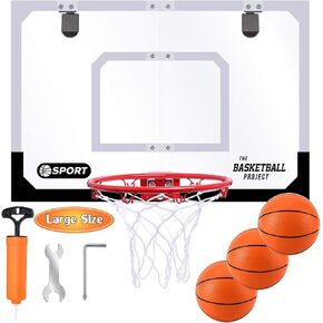 Large Indoor Mini Basketball Hoop Set for Kids and Adult 24 X 16 Inch Board Family Games for Home and Office Door & Wall with 3 Balls and Complete Accessories, Basketball Toy Gift for Boys Girls Teens in Kuwait