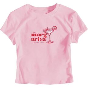 SHENHE Women's Summer Graphic Crop Tee Crew Neck Short Sleeve Funny Fitted T Shirt Top in Kuwait