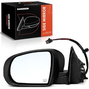 A-Premium Driver Side Power Door Mirror - Compatible with Jeep KL Series Cherokee 2014 2015 2016 2017 2018 - Heated Manual Folding Black Outside Rear View Mirror - Replace# 1VF37TZZAD