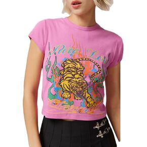 Women Going Out Top Y2k Baby Tees Crew Neck Short Sleeve Letter Heart Print Crop Top Summer T-Shirt E-Girl Streetwear in Kuwait