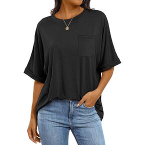 ANRABESS Women Oversized T Shirts Short Sleeve Summer Tops Casual Loose Basic Tee Shirts 2025 Trendy Clothes with Pocket