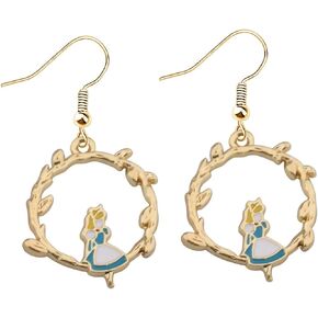 AKTAP Alice Inspired Gift Alice Rabbit Flower Earrings Wonderland Jewelry For Her