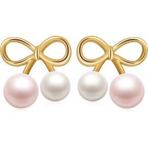 Pearl Earrings for Women 18K Gold Plated 925 Sterling Silver Ear Studs Handpicked Freshwater Pearl Stud Earrings