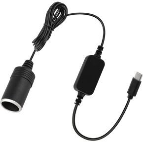 USB C to 12V Cigarette Lighter Adapter, Type C Male to 12 Volt Car Cigarette Lighter Socket Power Converter Cable for Readar Detector, Dash Cam, GPS(9.8FT)