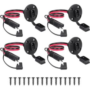 CERRXIAN 30cm 12AWG SAE to SAE Socket Sidewall Port Panel Mount Solar Cable, SAE Quick Connect Harness Cable(2-Pack)