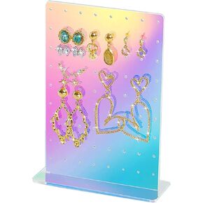 Acrylic Earring Holder, Rainbow Earring Display Stand Organizer, Exquisite Double-Sided Acrylic Earring Organizer Jewelry Rack Display, Iridescent Ear Studs Jewelry Show Rack (Iridescent)