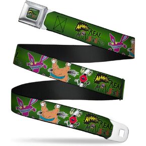 Buckle-Down Seatbelt Belt - AAAHH!!! REAL MONSTERS Ickis/Krumm/Oblina Pose Green - 1.0" Wide - 20-36 Inches in Length