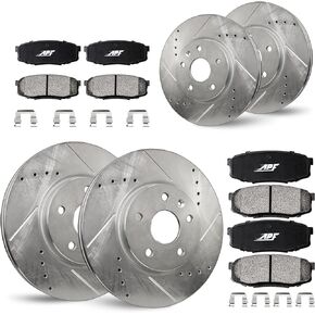 APF Full Brake Kit Compatible For Nissan Maxima 2004-2006 Zinc Drilled and Slotted Rotors with Carbon Fiber Pads | 5, 5 Lugs | 10YR WTY | 4 Rotors 8 Pads