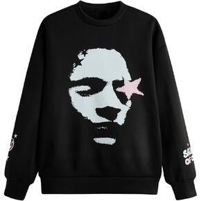 Men's Figure Graphic Y2k Sweatshirts Goth Long Sleeve Crew Neck Oversized Casual Pullover Top