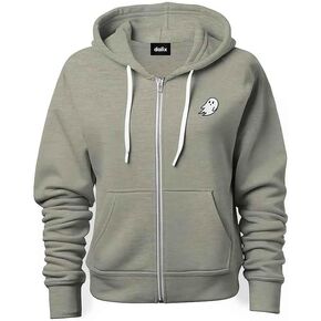 DALIX Ghost Embroidered Hoodie Fleece Sweatshirt Zip Front Mens