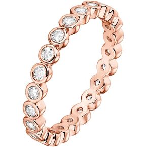 PAVOI 14K Gold Plated Rings Cubic Zirconia Love Ring | 2.8mm Stackable Rings for Women | Gold Rings for Women