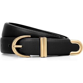 JASGOOD Women Leather Belt for Jeans Pants Fashion Gold Buckle Ladies Waist Belt