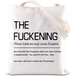 ENSIANTH Sarcasm Saying Gift The Fu*kening Tote Bag Ironic Gift Funny Text Handbag Humorous Bad Rude Definition Gift