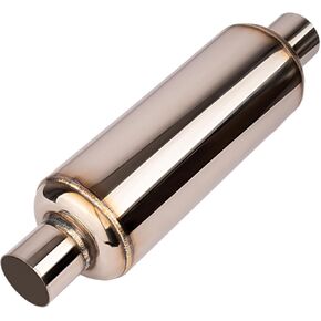 Universal Muffler Exhaust 2" Inlet & Outlet 14" Overall Length, Stainless Steel Resonator Exhaust