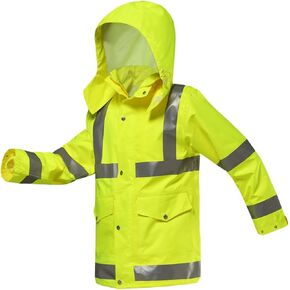 iCreek Safety Work Jacket for Men and Women Waterproof Hoodie High Visibility Reflective Jacket for Outdoor Workplaces