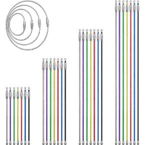 DXMWWTP 28 pcs Metal Wire Keychains, 2mm Coated Wire Key Rings Loops, 4" 6" 7.8" 10" Stainless Steel Connecter Cable Keyrings for Hiking Luggage ID Tags,Key Tags,Keyrings, Kitchen Utensils -7 Colors