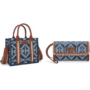 Montana West Wrangler Whipstitch Aztec Tote Bag with Wristlet Wallet