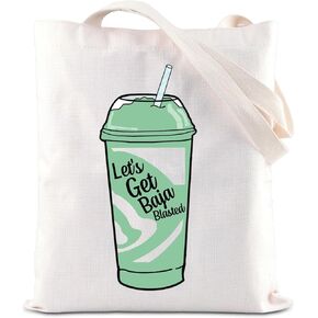 KUIYAI Taco Drink Tote Bag Baja Blast Lovers Gift Fountain Drink Gift Mexican Fast Food Gift Let’s Go Baja Blasted Canvas Bag