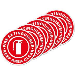 5 Pack Fire Extinguisher Keep Area Clear Sign 17×17 Inches Large Caution Safety Warning Sticker Self Adhesive Vinyl Waterproof Label for Office Business Workshop