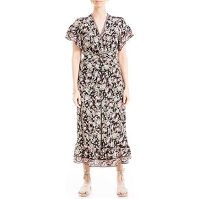 Max Studio Women's Flutter Sleeve Front Twist Midi Dress