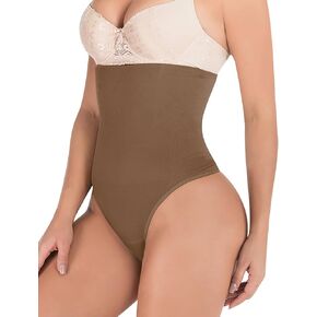 FLORATA Thong Shapewear Tummy Control, Women Seamless Shaping Thong Panties High Waist Body Shaper Underwear