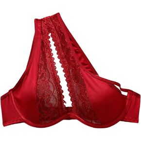 SHENHE Women's Contrast Lace Bralette One Shoulder Cut Out Unlined Underwire Bras