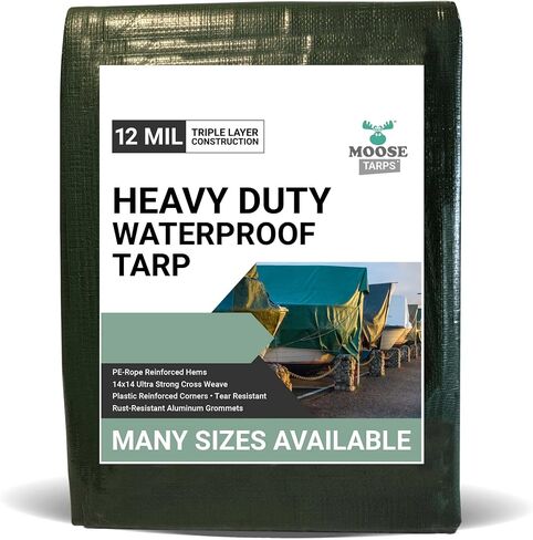 Waterproof Tent Tarp - Heavy Duty Tarp Tent for Wood Furniture, Car, Boat, Pool, & More - Tear Resistant - 20x25 Foot Indoor/Outdoor Reversible Tarp (Green/Brown Tarp) in Saudi Arabia