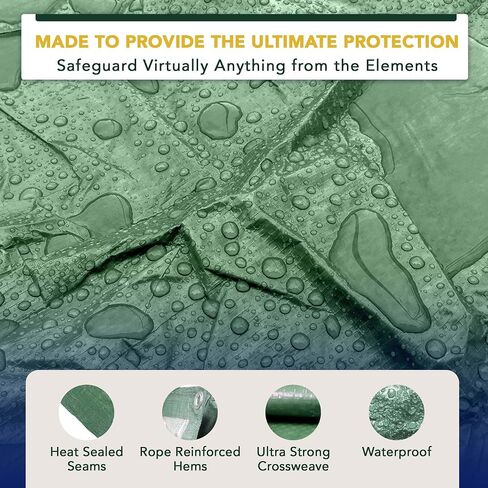 Waterproof Tent Tarp - Heavy Duty Tarp Tent for Wood Furniture, Car, Boat, Pool, & More - Tear Resistant - 20x25 Foot Indoor/Outdoor Reversible Tarp (Green/Brown Tarp) in Saudi Arabia