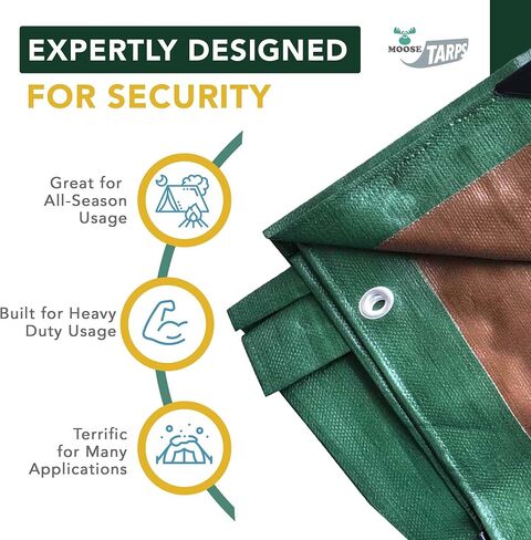 Waterproof Tent Tarp - Heavy Duty Tarp Tent for Wood Furniture, Car, Boat, Pool, & More - Tear Resistant - 20x25 Foot Indoor/Outdoor Reversible Tarp (Green/Brown Tarp) in Saudi Arabia