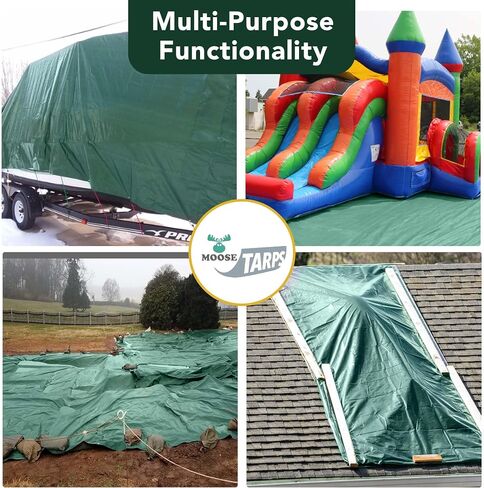Waterproof Tent Tarp - Heavy Duty Tarp Tent for Wood Furniture, Car, Boat, Pool, & More - Tear Resistant - 20x25 Foot Indoor/Outdoor Reversible Tarp (Green/Brown Tarp) in Saudi Arabia
