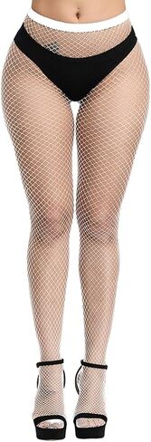 Fishnet Stockings For Women With Stretch Waistband,Fishnets With Reinforced Toes, Fishnet Tights With High Elastic in Kuwait