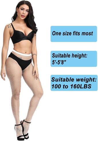 Fishnet Stockings For Women With Stretch Waistband,Fishnets With Reinforced Toes, Fishnet Tights With High Elastic in Kuwait
