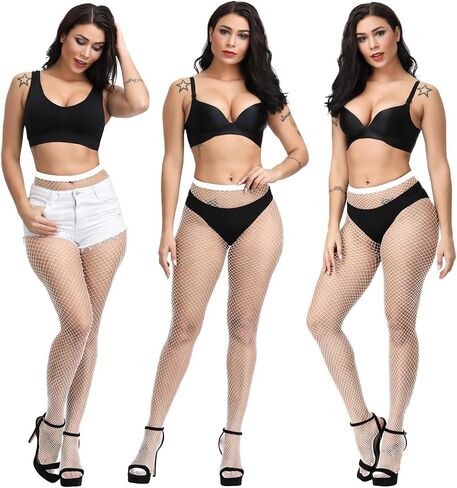 Fishnet Stockings For Women With Stretch Waistband,Fishnets With Reinforced Toes, Fishnet Tights With High Elastic in Kuwait
