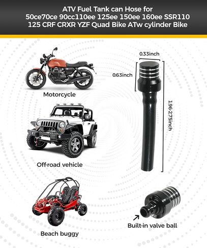 2PCS Gas Cap Vent Tube,Car Accessories Gas Cap Vent Hose,Gas Fuel Tank Cap Valve Vent Hose,CNC One Way Gas Cap Vent Hose Tube with Aluminum Breather Valve,for ATV Dirt Pit Motorcycle (Black) in Saudi Arabia