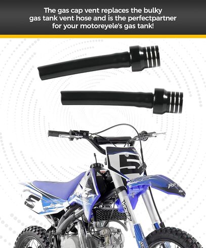 2PCS Gas Cap Vent Tube,Car Accessories Gas Cap Vent Hose,Gas Fuel Tank Cap Valve Vent Hose,CNC One Way Gas Cap Vent Hose Tube with Aluminum Breather Valve,for ATV Dirt Pit Motorcycle (Black) in Saudi Arabia