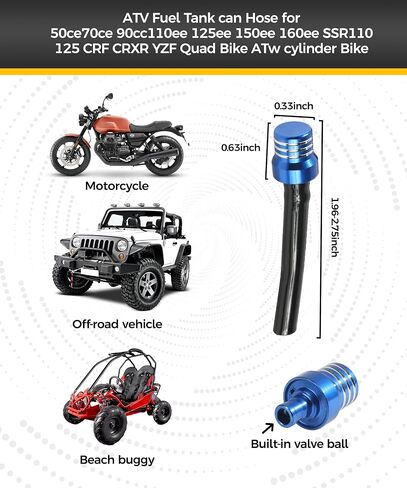 2PCS Gas Cap Vent Tube,Car Accessories Gas Cap Vent Hose,Gas Fuel Tank Cap Valve Vent Hose,CNC One Way Gas Cap Vent Hose Tube with Aluminum Breather Valve,for ATV Dirt Pit Motorcycle (Black) in Saudi Arabia