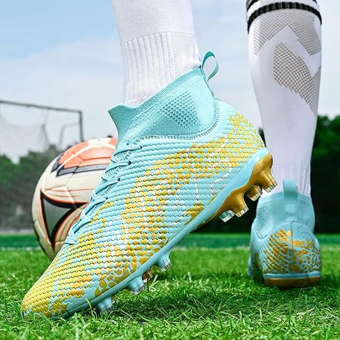 Unisex's AG Cleats Training Football Sneakers Sports Non-Slip Long Studs High-Top Soccer Shoes for Youth in Saudi Arabia