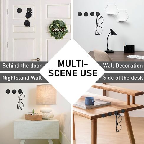 8PCS Sunglass Organizer Wall, Adhesive Sunglasses Holder Wall, Glasses Holder Wall, Hanging Sunglasses Organizer for Eyeglass Eyewear Sunglasses Display Home Decor(Black) in Saudi Arabia