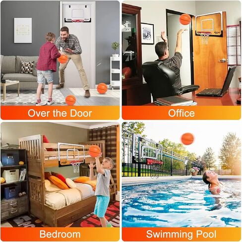 Large Indoor Mini Basketball Hoop Set for Kids and Adult 24 X 16 Inch Board Family Games for Home and Office Door & Wall with 3 Balls and Complete Accessories, Basketball Toy Gift for Boys Girls Teens in Kuwait