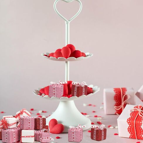 Woanger 30 Pcs Mini Valentine's Day Present Boxes Red Pink White Glitter Fabric Box Ornament Miniature Hanging Ornament Heart Pendant Tiny Boxes Decorations for Home Decor Supplies in Saudi Arabia