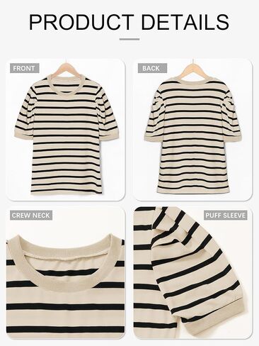 HDLTE Women’s Plus Size Tops – Striped Short Puff Sleeve T Shirts Loose Fit Cute Casual Dressy Tops Shirts Blouses Tunics in Saudi Arabia