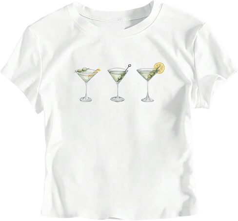 SHENHE Women's Summer Graphic Crop Tee Crew Neck Short Sleeve Funny Fitted T Shirt Top in Saudi Arabia