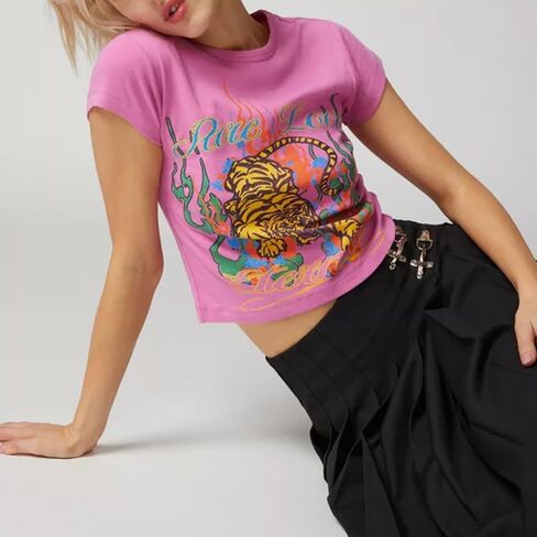 Women Going Out Top Y2k Baby Tees Crew Neck Short Sleeve Letter Heart Print Crop Top Summer T-Shirt E-Girl Streetwear in Kuwait