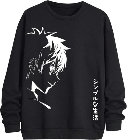 Men's Figure Graphic Y2k Sweatshirts Goth Long Sleeve Crew Neck Oversized Casual Pullover Top in Saudi Arabia